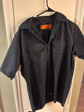 Men’s Large Red Kap Black Button Down Short Sleeve Work Shirt
